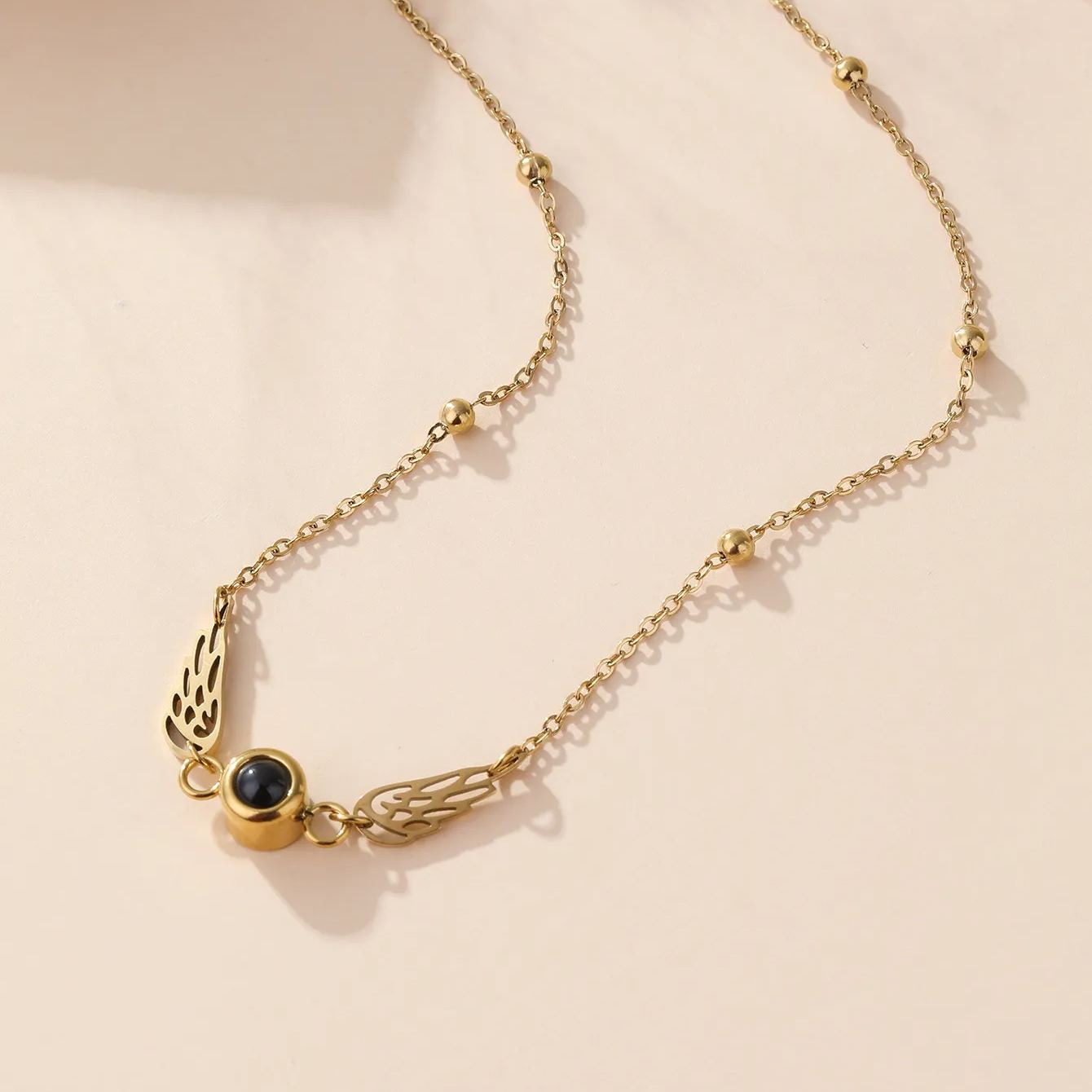 Collier À Projection Photo Personnalisé, Pendentif Ailes D'ange Gardien, Cadeau Symbolique - soufeelfr