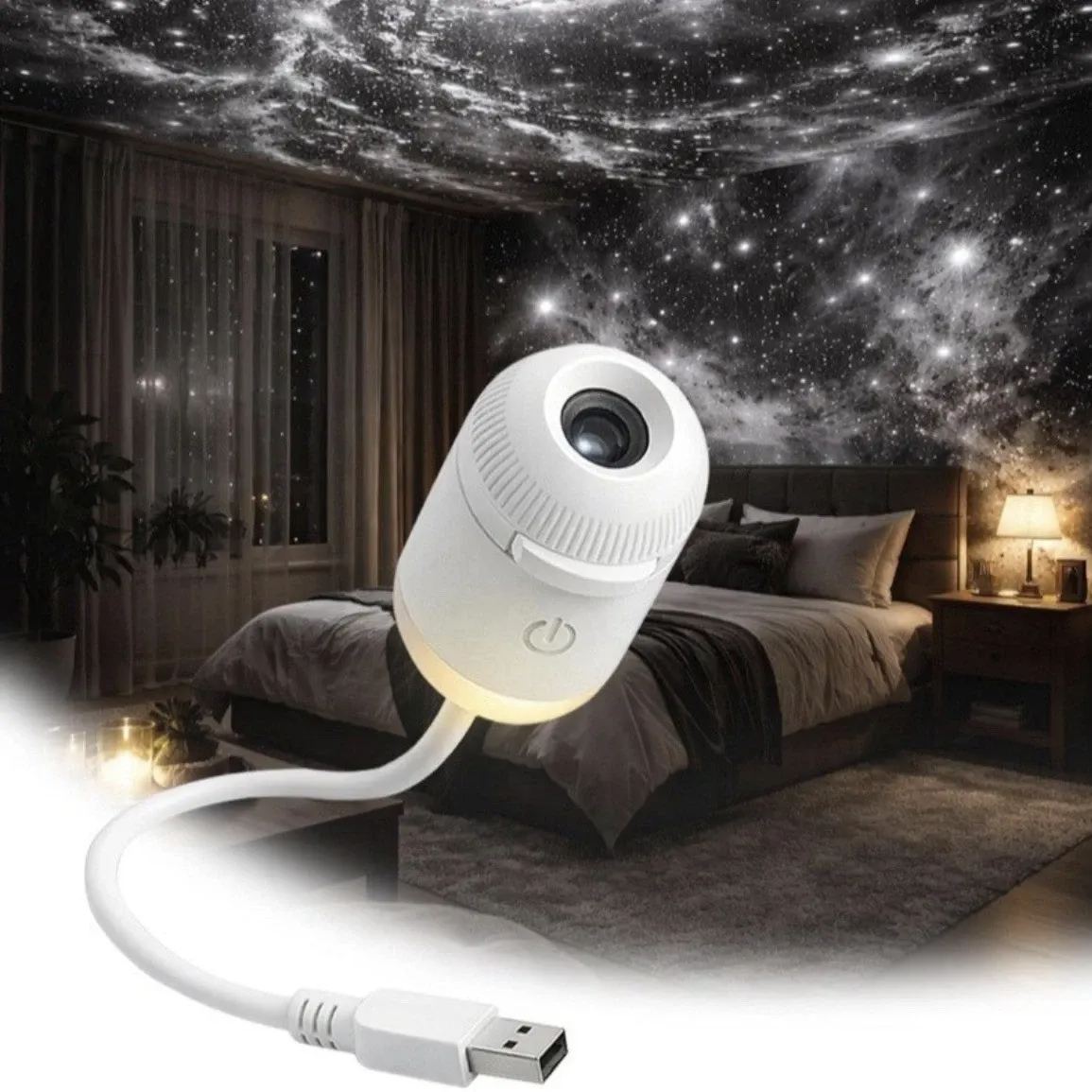 Projecteur portatif de lumière de nuit de ciel étoilé avec la lampe de projecteur de galaxie alimentée par USB de mise au point réglable pour la décoration de chambre à coucher et de voiture - soufeelfr