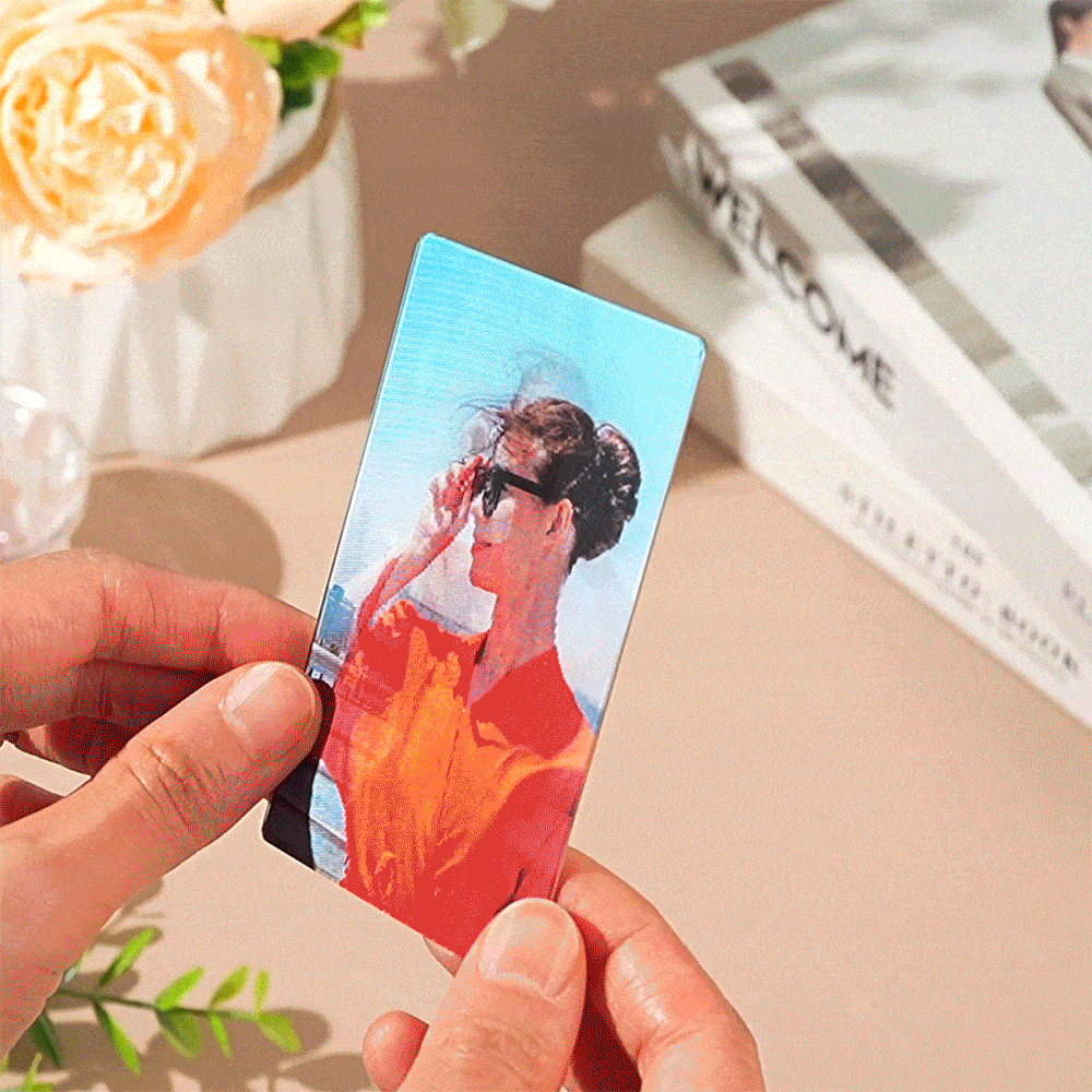Carte Portefeuille Lenticulaire Personnalisée Avec 3 Photos À Télécharger, Cadeau Pour Elle - soufeelfr