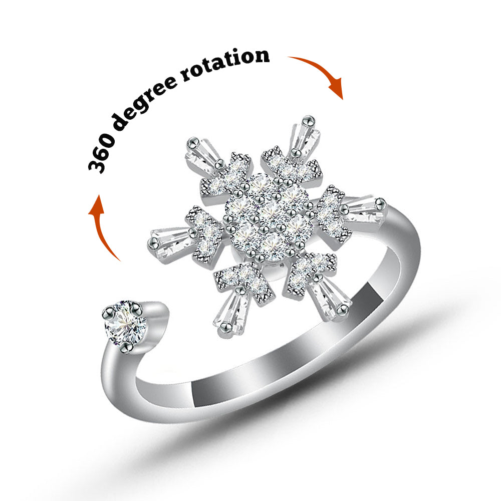 Bague D'anxiété Flocon De Neige Pour Femmes, Anneau D'ouverture Rotatif, Anneaux Réglables, Cadeaux D'anniversaire - soufeelfr