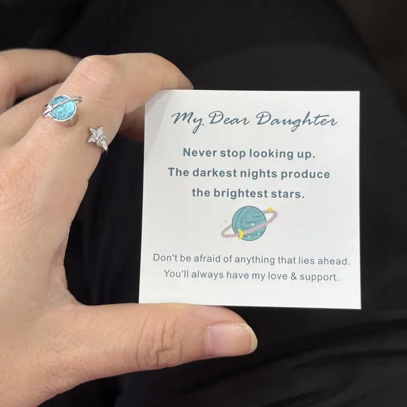 Bague Anti-stress Rotative Étoile Et Lune Pour Ma Fille, Idéale Pour Soulager L'anxiété Et L'anxiété. Cadeau Parfait Pour Un Anniversaire Ou Noël. - soufeelfr