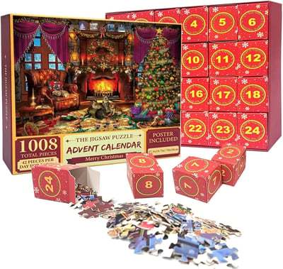 Calendario Dell'avvento Con Puzzle Di 24 Giorni Di Natale, Regalo Per Famiglie E Bambini - soufeelit
