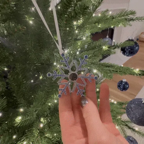 Regali Di Natale Con Perla Personalizzata E Fiocco Di Neve In Argento, Ornamento Per Foto, Ornamento Per Proiezione - soufeelit