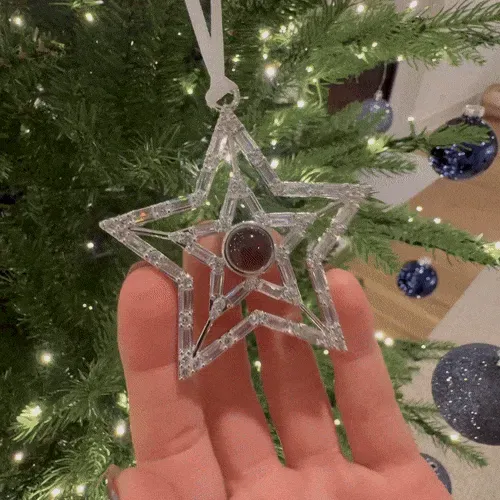 Regali Di Natale Con Perla Personalizzata E Fiocco Di Neve In Argento, Ornamento Per Foto, Ornamento Per Proiezione - soufeelit