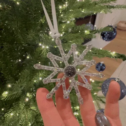 Regali Di Natale Con Perla Personalizzata E Fiocco Di Neve In Argento, Ornamento Per Foto, Ornamento Per Proiezione - soufeelit