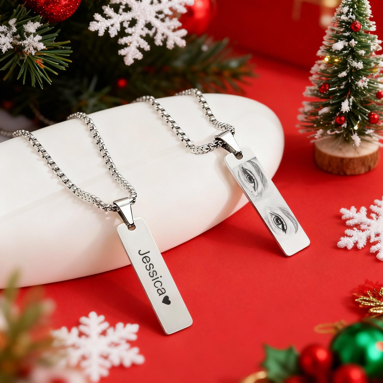 Collana Con Foto Personalizzata Con Occhi, Regalo Di Natale Per L'amante - soufeelit