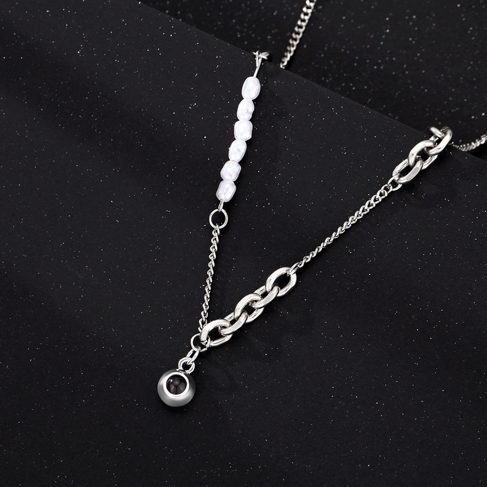 Collana Con Foto Personalizzata, Proiezione Di Gemme, Perle, Graffetta, Catena, Regalo Di Anniversario Per Lei