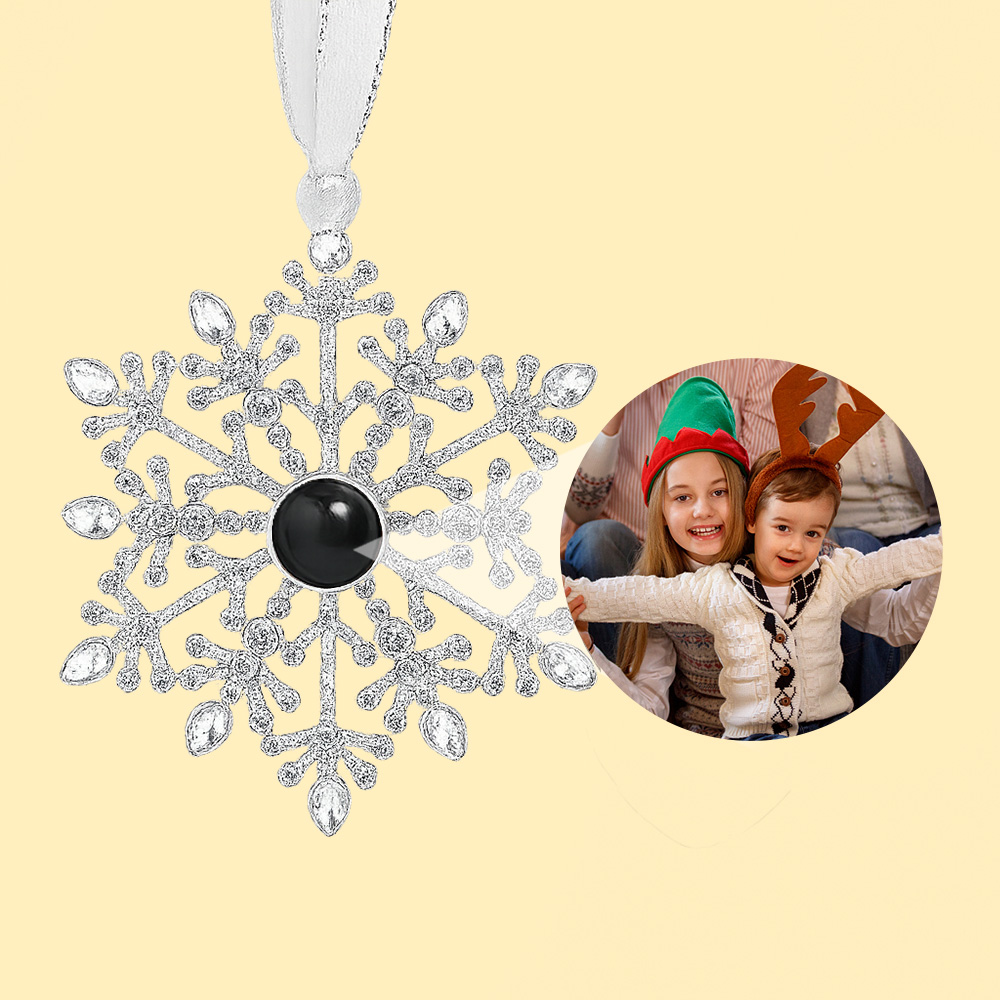 Ornamento Fotografico Personalizzato Con Fiocco Di Neve, Proiezione Di Gemme, Ornamento Per Albero Di Natale, Regali Di Natale - soufeelit