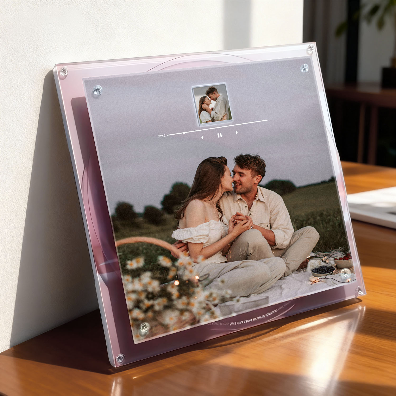 Cornice Musicale In Acrilico Personalizzata Con Disco Rotante, 9 Foto E Canzoni, Regalo Vocale Mp3 Personalizzato, Regali Di Natale - soufeelit