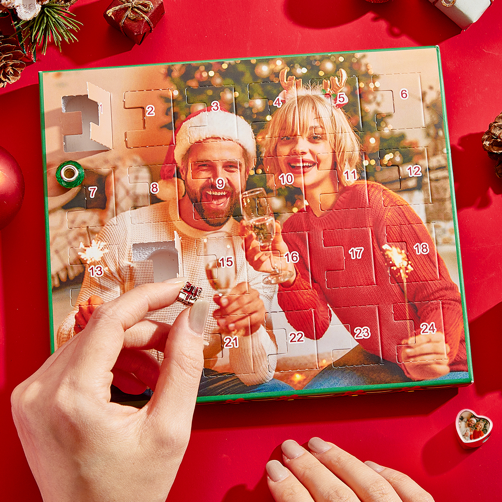 Gioielli Fotografici Personalizzati Calendario Dell'avvento Bracciale Con Scatola Cieca A Sorpresa Con Ciondolo Fotografico 24 Bracciale Con Scatola Regalo Con Conto Alla Rovescia Per Natale