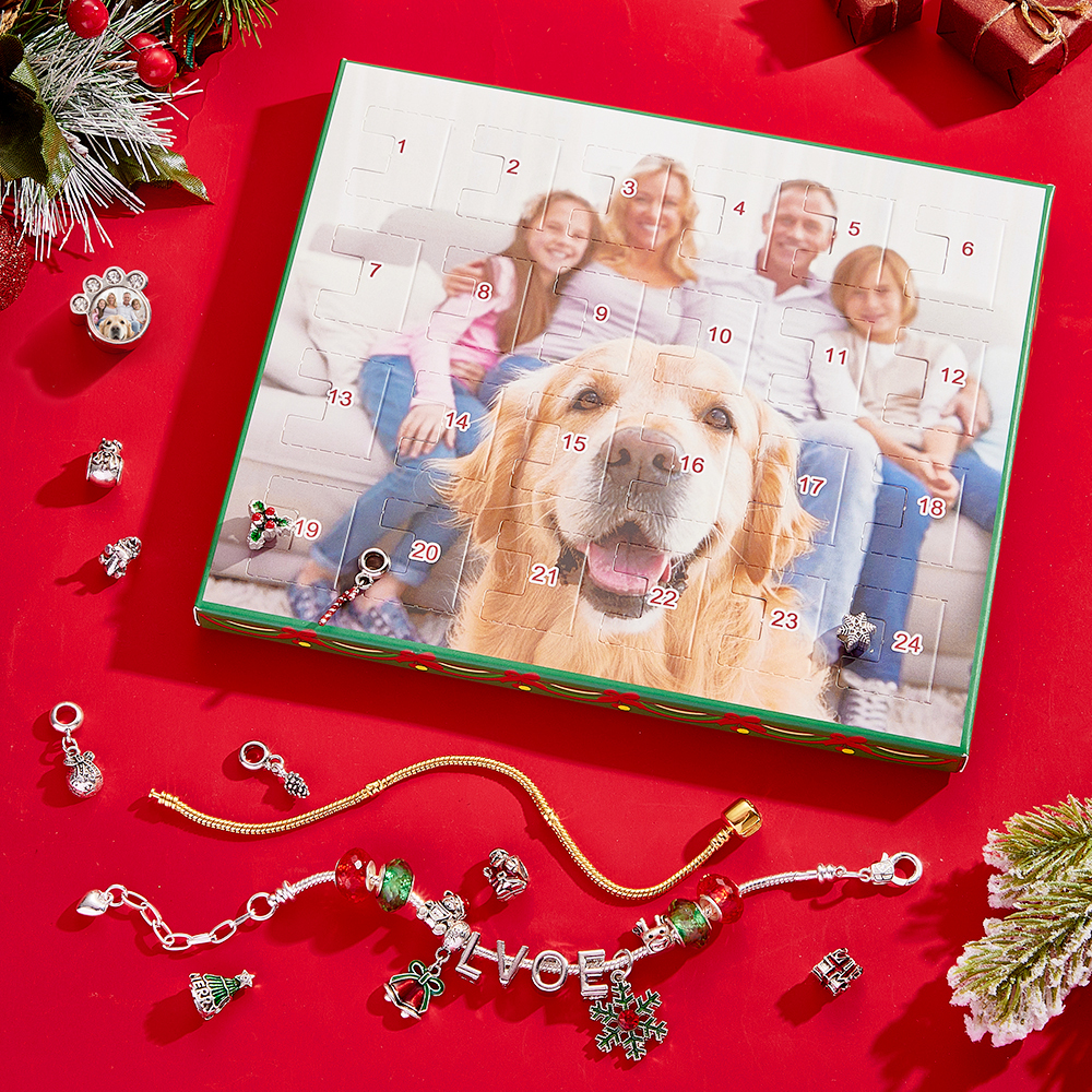 Gioielli Con Foto Personalizzati Calendario Dell'avvento Bracciale Con Foto Ciondolo Con Sorpresa Natalizia Bracciale Con Scatola Regalo Con Conto Alla Rovescia Per 24 Calendari Per Animali Domestici