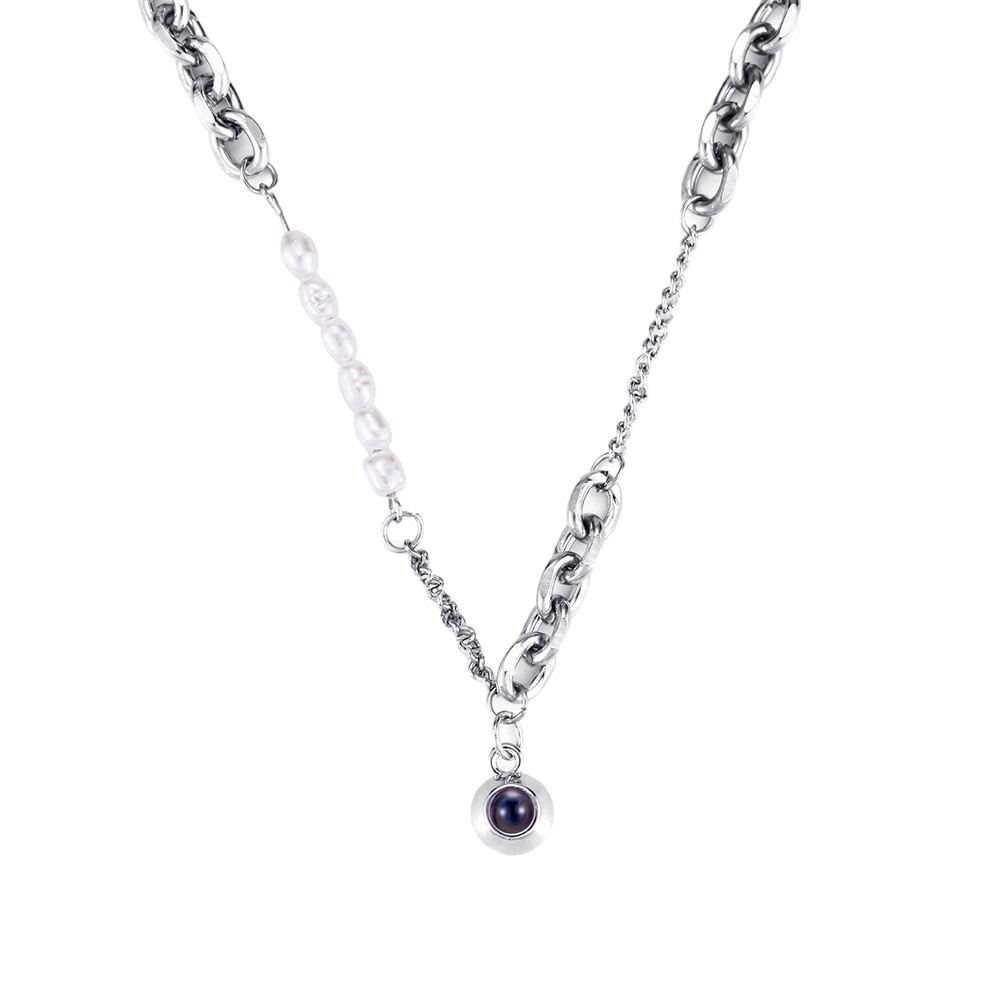 Collana Con Foto Personalizzata, Proiezione Di Gemme, Perle, Graffetta, Catena, Regalo Di Anniversario Per Lei