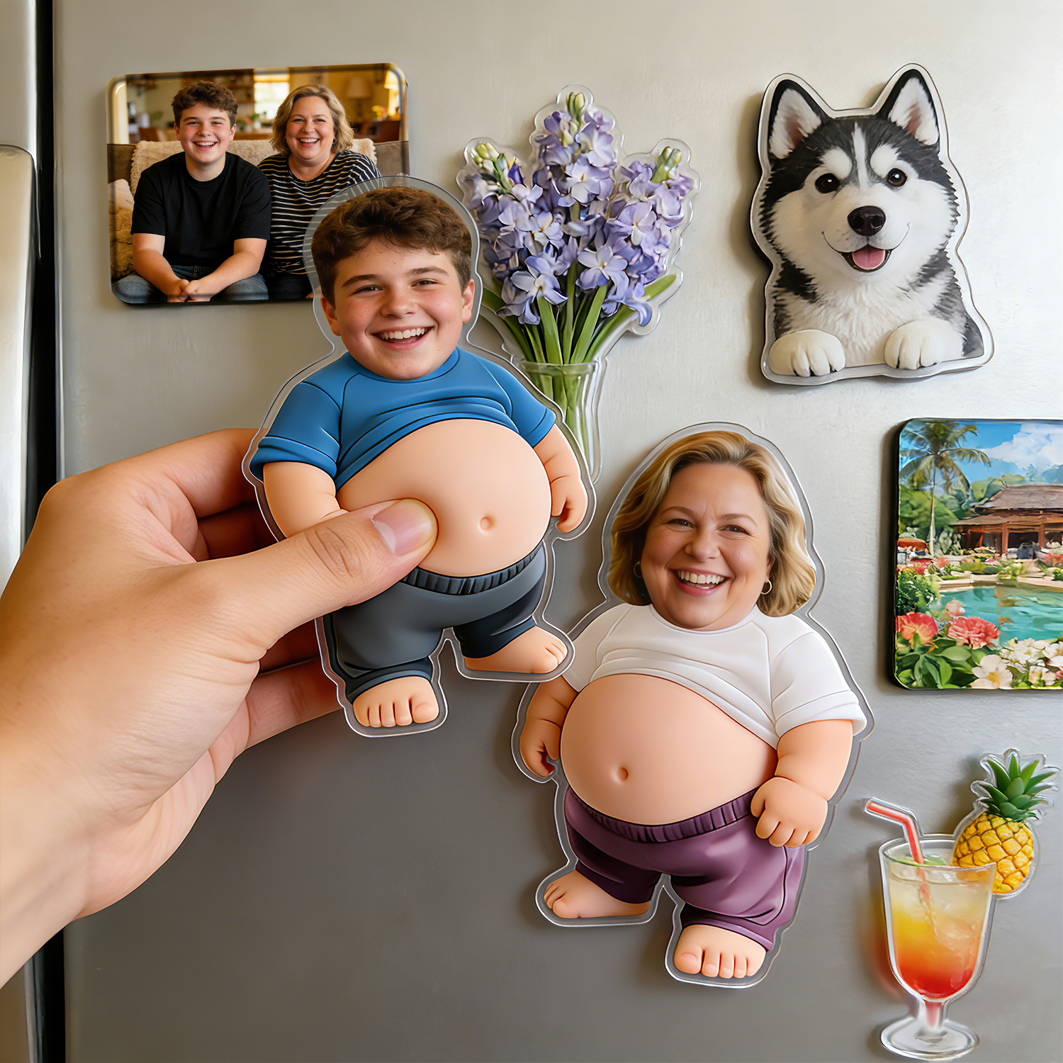 Adesivo Personalizzato Antiurto Con Viso Morbido E Pancia - Adesivo Fotografico Personalizzato Con Pancia Morbida Da Spremere, Regalo Carino E Divertente Per La Festa Della Mamma. - soufeelit