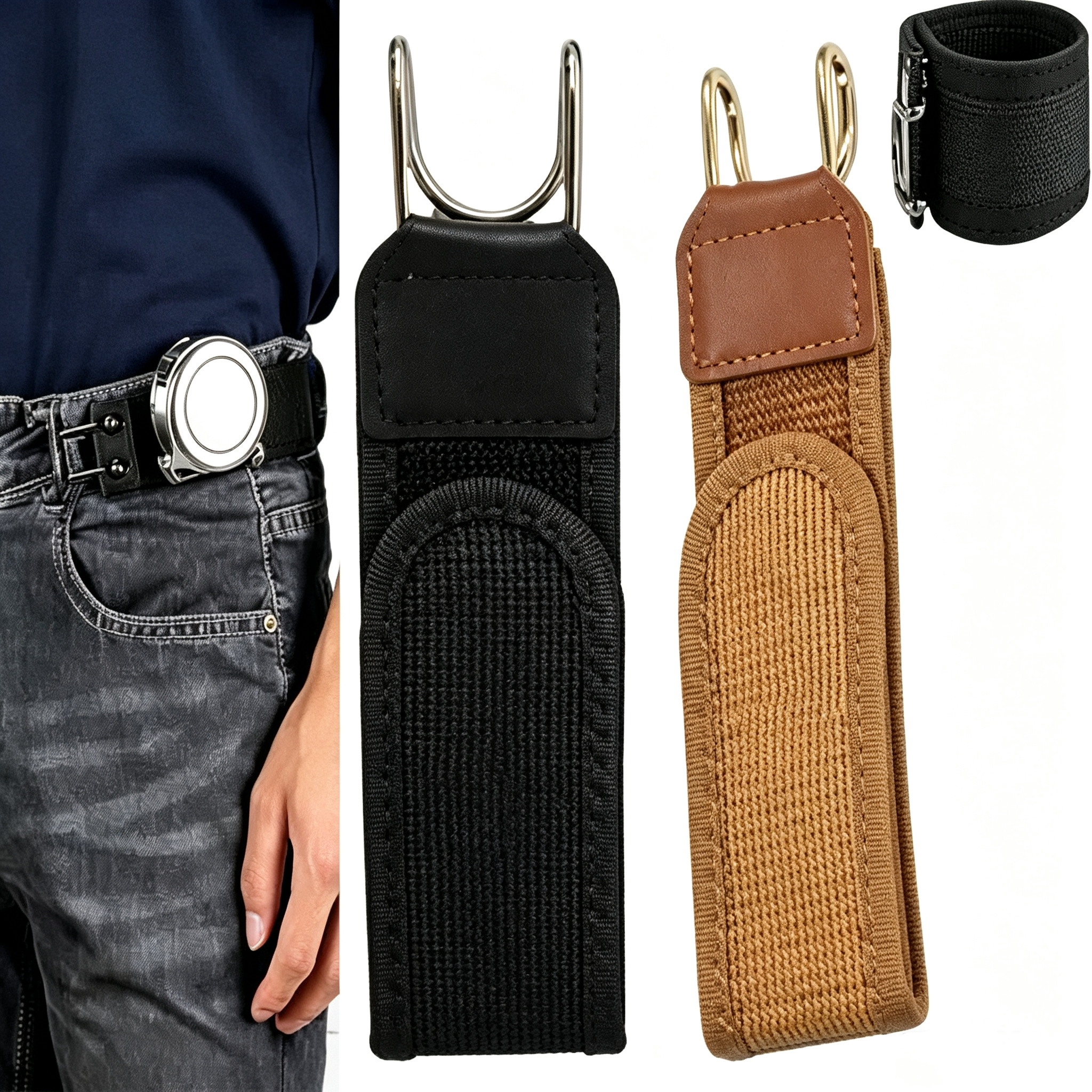 Cintura Elastica Senza Fibbia Per Jeans Tenditore In Vita Regolabile Con Gancio E Anello Cintura Invisibile Pigra Gancio In Metallo Fascia In Vita No-show Per Uomo Donna - soufeelit