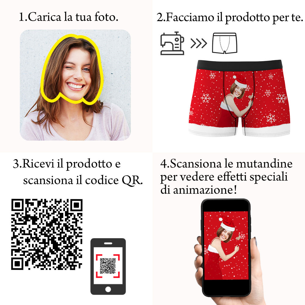 Idee Regalo Di Natale, Intimo Natalizio Da Uomo Viso Personalizzato Face On Body Boxer