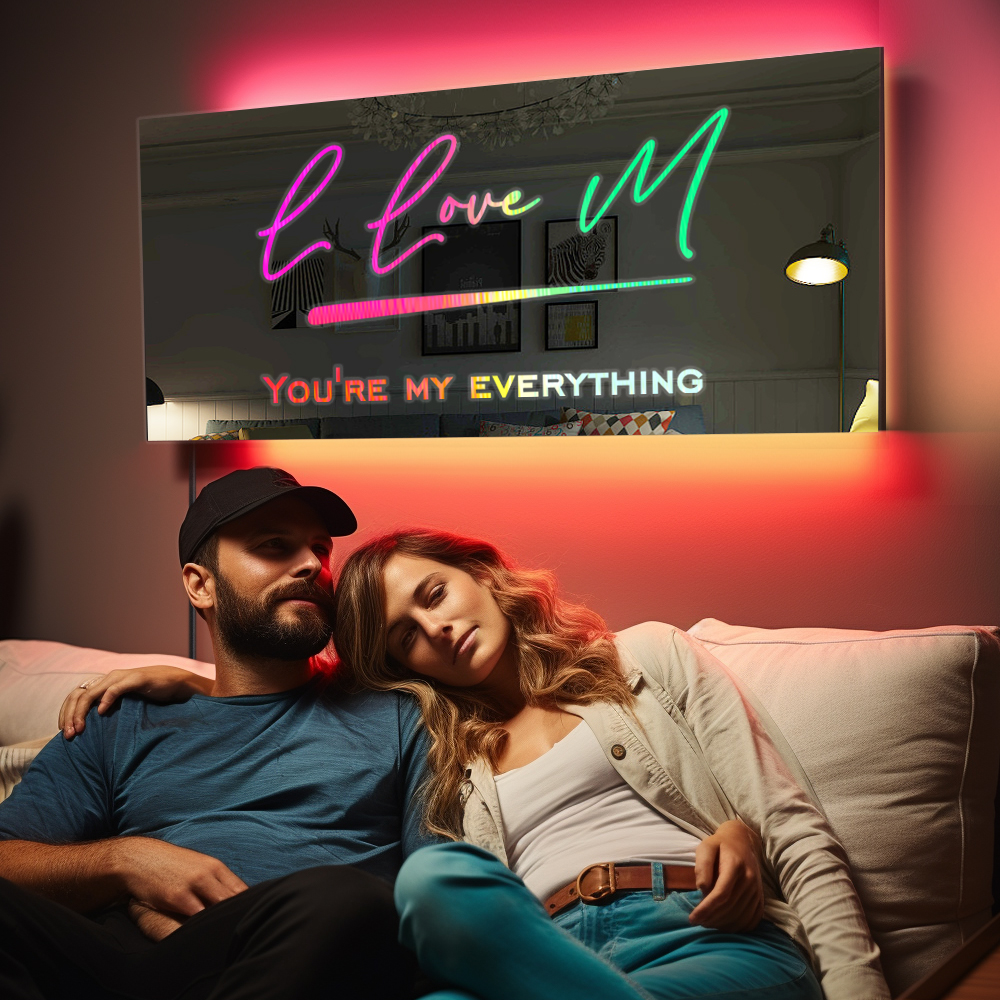 Nome Personalizzato Specchio Segno Testo Personalizzato Led Multi Colore Illuminato Appeso A Parete Insegne Al Neon Decorazioni Per La Casa Regalo Per Coppia