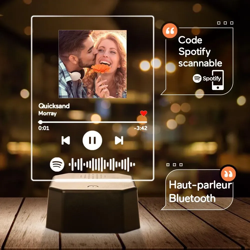 Il Portachiavi Personalizzato Con Codice Spotify Scansionabile In Plaque Acrilico Regali romantici