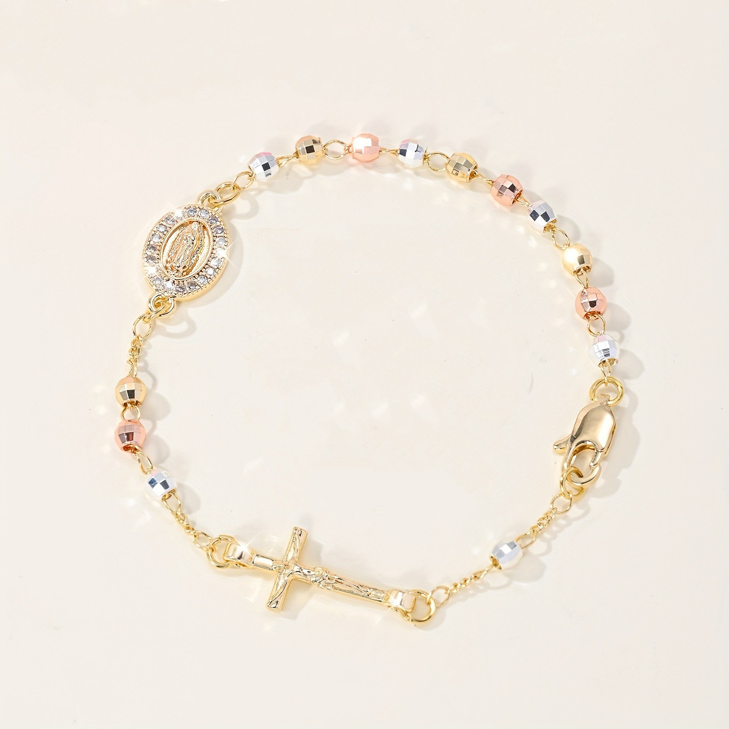 Bracciale A Catena Con Perline Incrociate Tricolore Finitura Premium Regalo Di Gioielli Per Donne E Ragazze - soufeelit