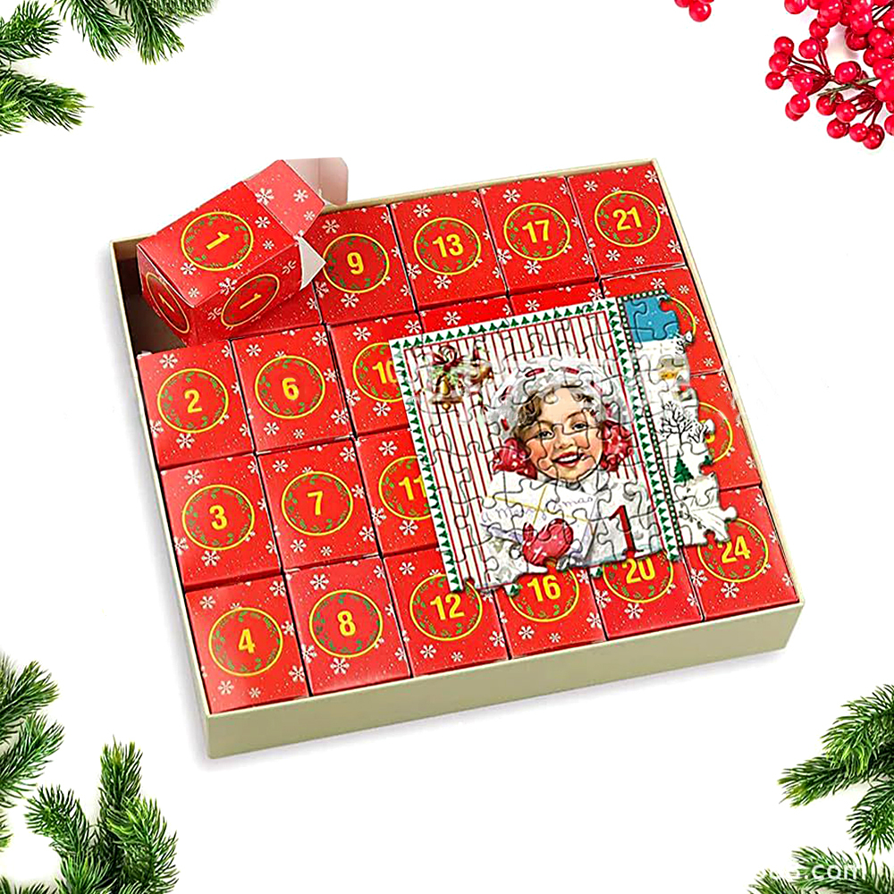 Scatola Cieca Per Puzzle Di Natale Scatola Regalo Per Calendario Con Conto Alla Rovescia Di 24 Giorni Regali Di Natale Dell'avvento - soufeelit