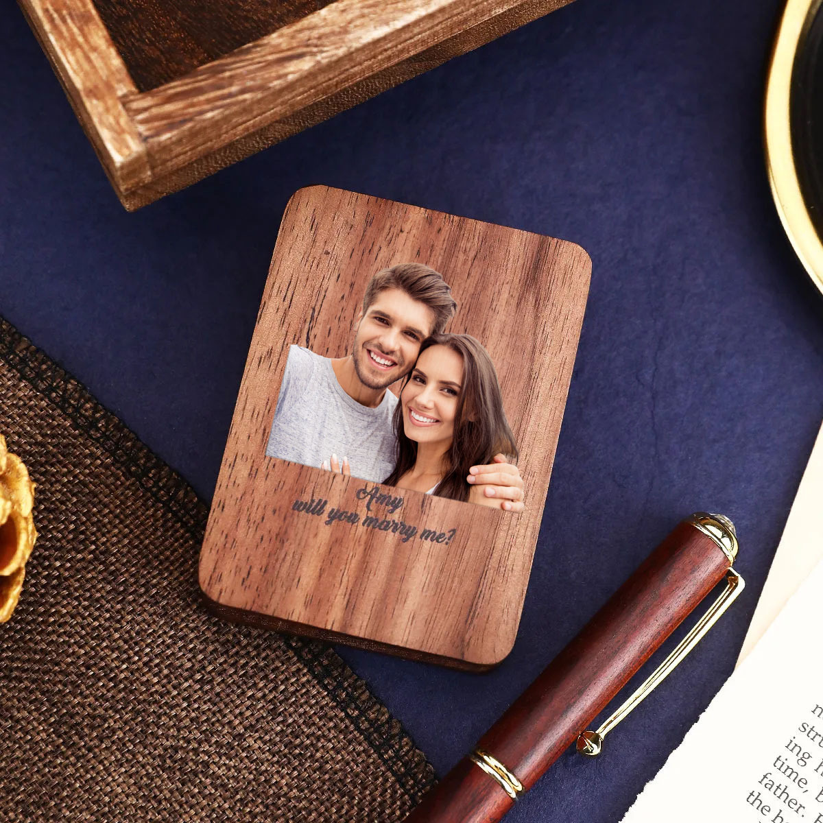 Personalization Jewelry Box Slim Engagement Ring Box Unique Ring Box Wooden Ring Box