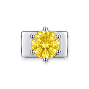Ciondolo Rotondo A Forma Di Diamante Giallo - Argento