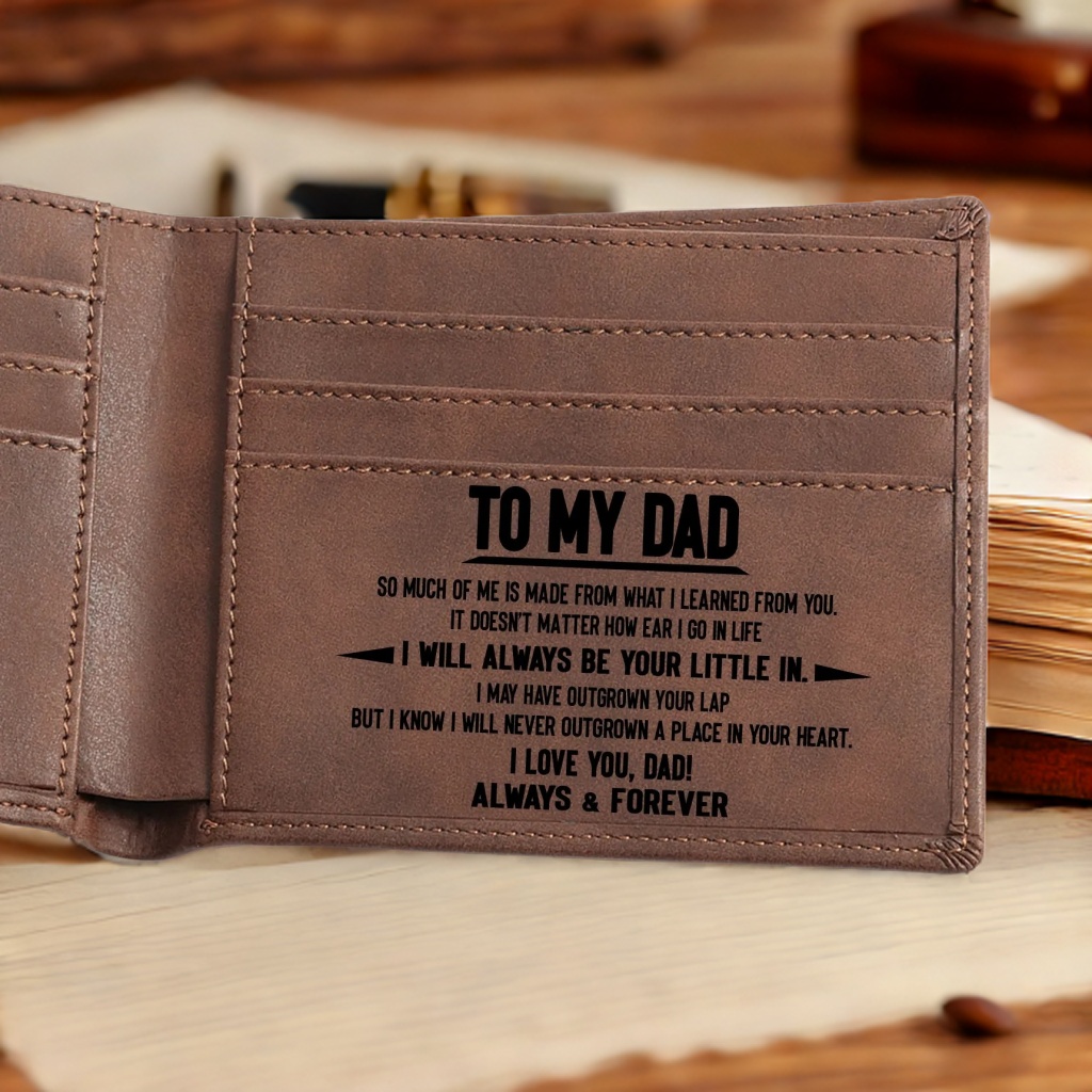 Portafoglio Bifold Da Uomo Con Incisione, Regalo Di Famiglia Per Figlio E Marito Regalo per la festa del papà