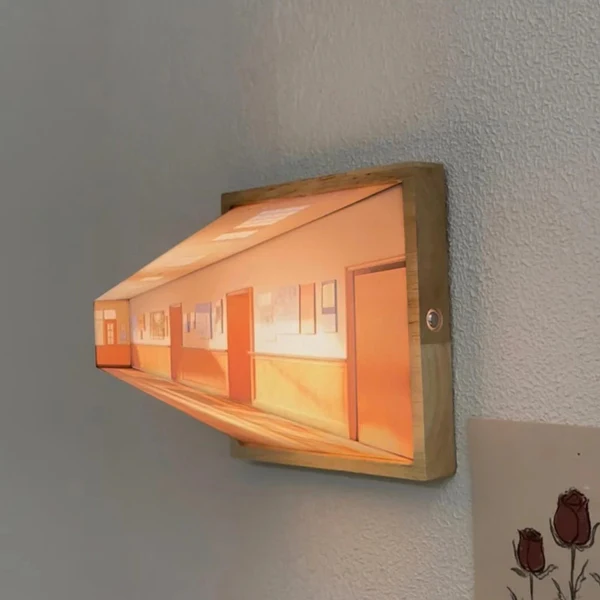 Lampada Da Parete A Luce Notturna Con Visione A Occhio Nudo 3d, Soggiorno, Casa, Lampada Da Parete Creativa In Legno Senza Perforazione - soufeelit