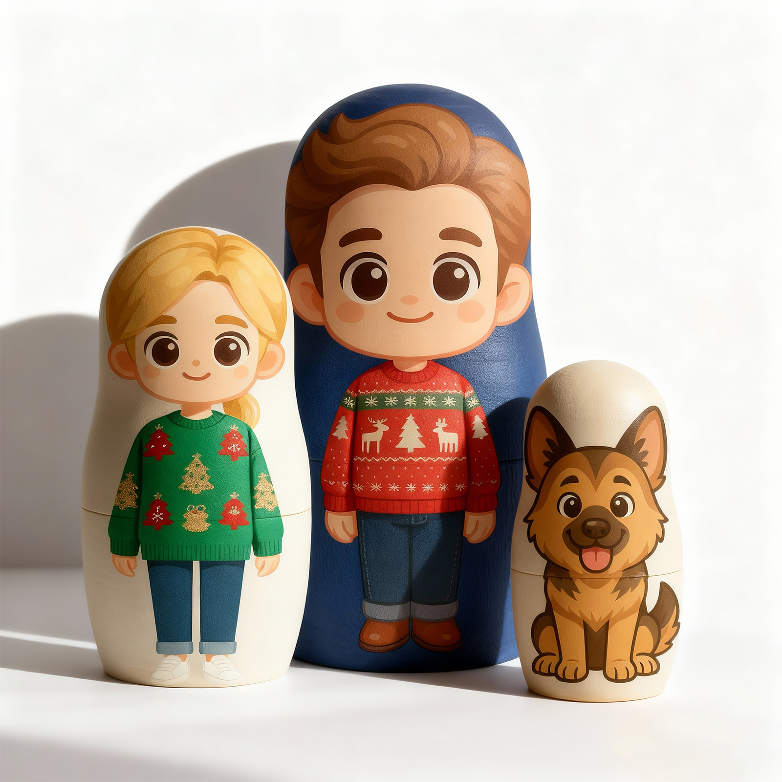 Matrioska Personalizzata Con Ritratto, Ritratto Di Famiglia Con Foto Personalizzata, Stile Cartone Animato, Regalo Di Natale Per Coppia