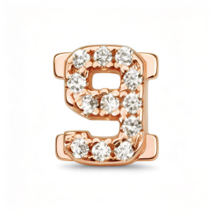 Ciondolo Numero 9 Con Diamante - Oro Rosa