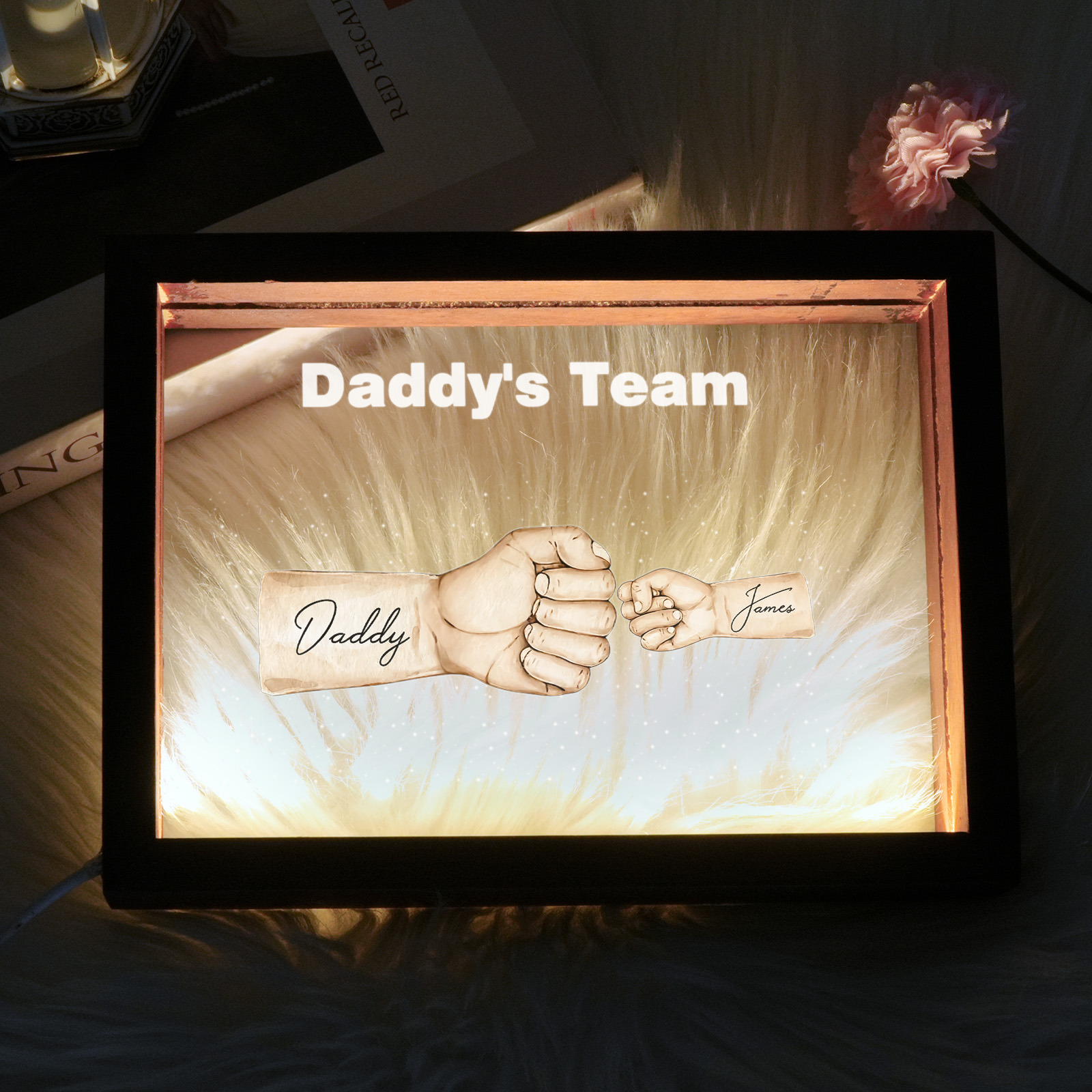 Luce Notturna Personalizzata Con Pugni, Nome Personalizzato, Regalo Per La Festa Del Papà