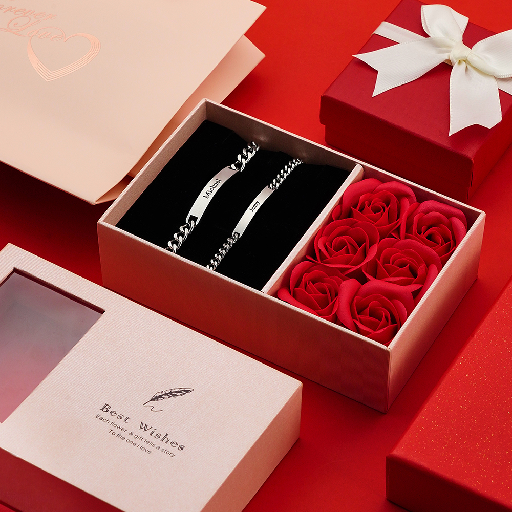 Set Di Braccialetti Con Incisione Personalizzata Bracciale Di Moda Personalizzato Per Coppie