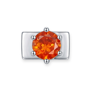 Ciondolo A Forma Di Diamante Rotondo Rosso-arancio - Argento