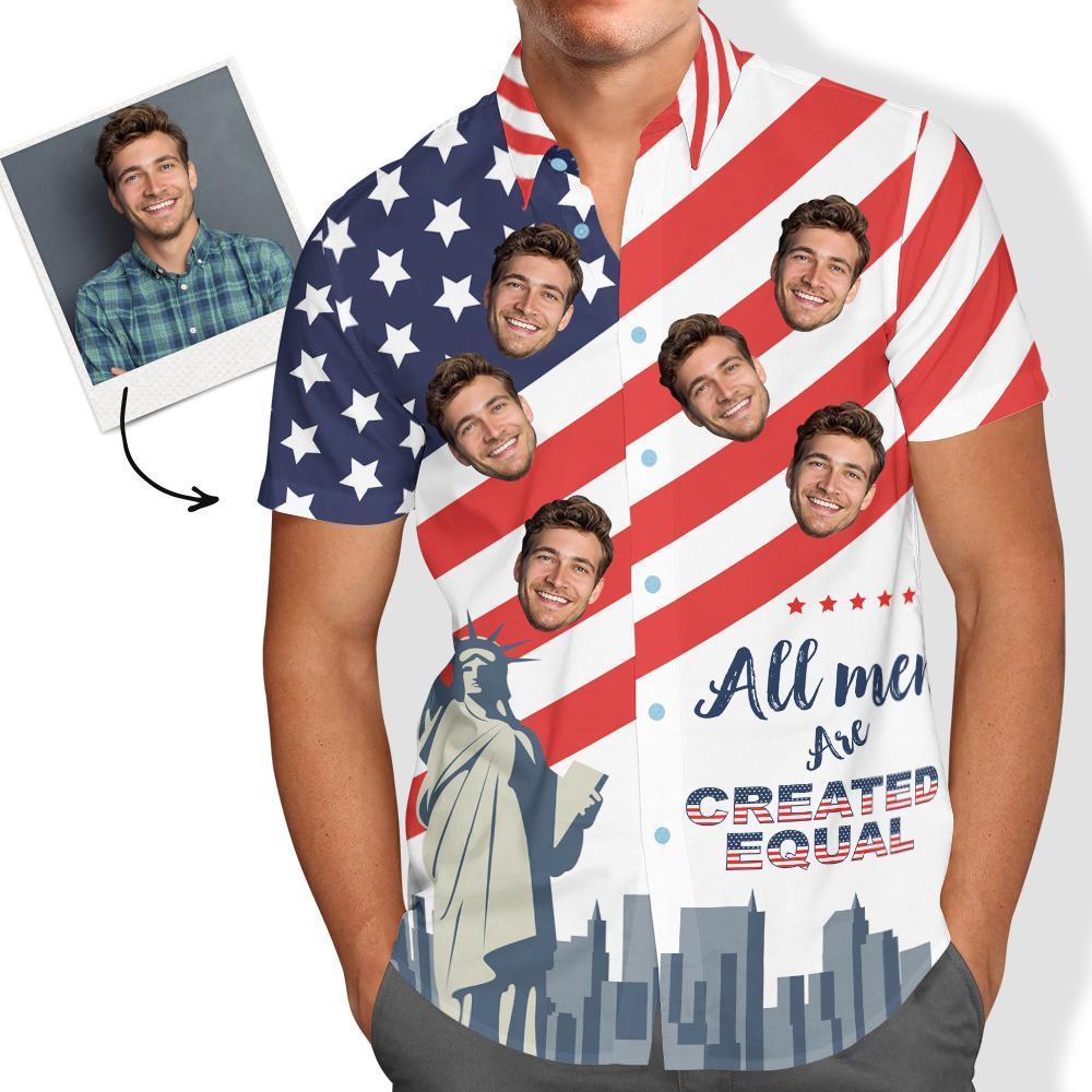 Camicie Hawaiane Personalizzate Camicia Da Uomo Personalizzata Aloha Beach Per Il Giorno Dell'indipendenza