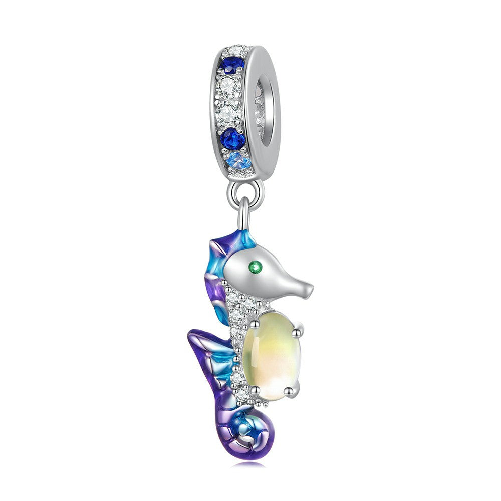 exquisite seahorse dangle charm 925 sterling silver yb2343