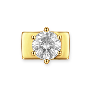 Ciondolo Rotondo A Forma Di Diamante Bianco Trasparente - Oro