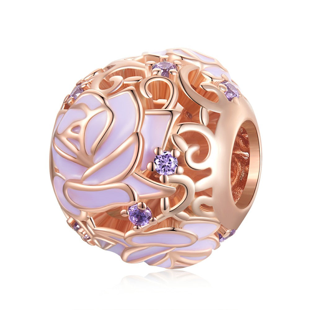 purple rose charm 925 sterling silver xs2186