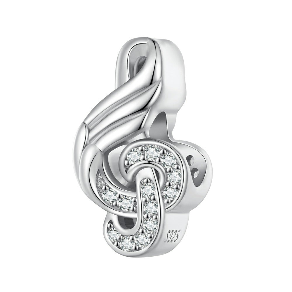 note pattern white zircon charm 925 sterling silver gifts for music lover xs2082