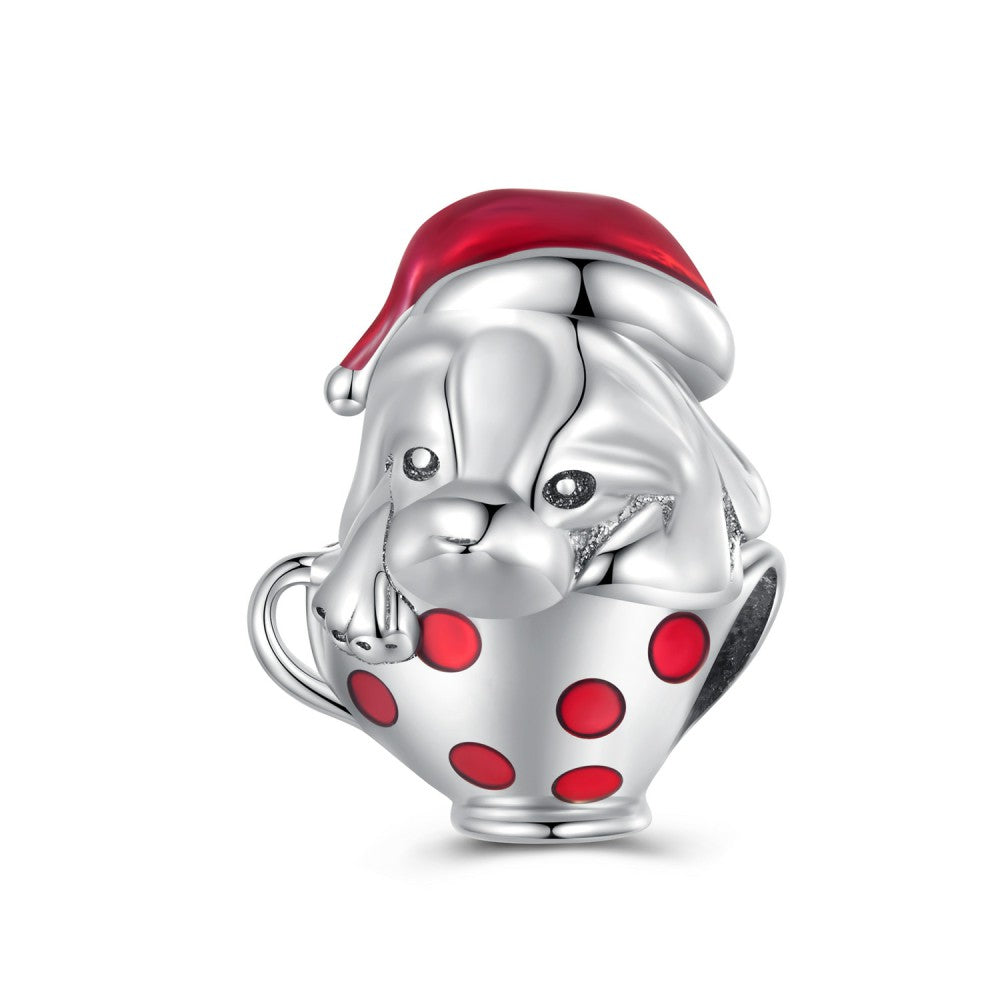 teacup pup enamel charm 925 sterling silver gift for pet lover dy1369