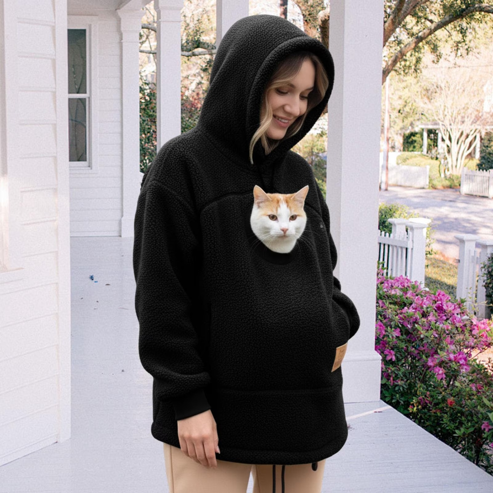 Felpa Unisex Con Tasca Porta-animali Domestici – Morbida Felpa In Sherpa Con Tasca Integrata Per Il Trasporto Di Cani E Gatti, Calda Felpa A Maniche Lunghe Per Coccolare I Vostri Animali Domestici A Mani Libere - soufeelit