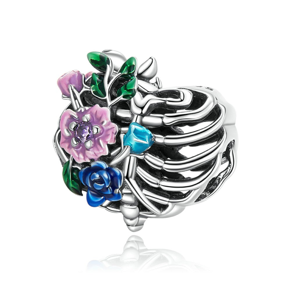 love rib flower charm 925 sterling silver xs2231