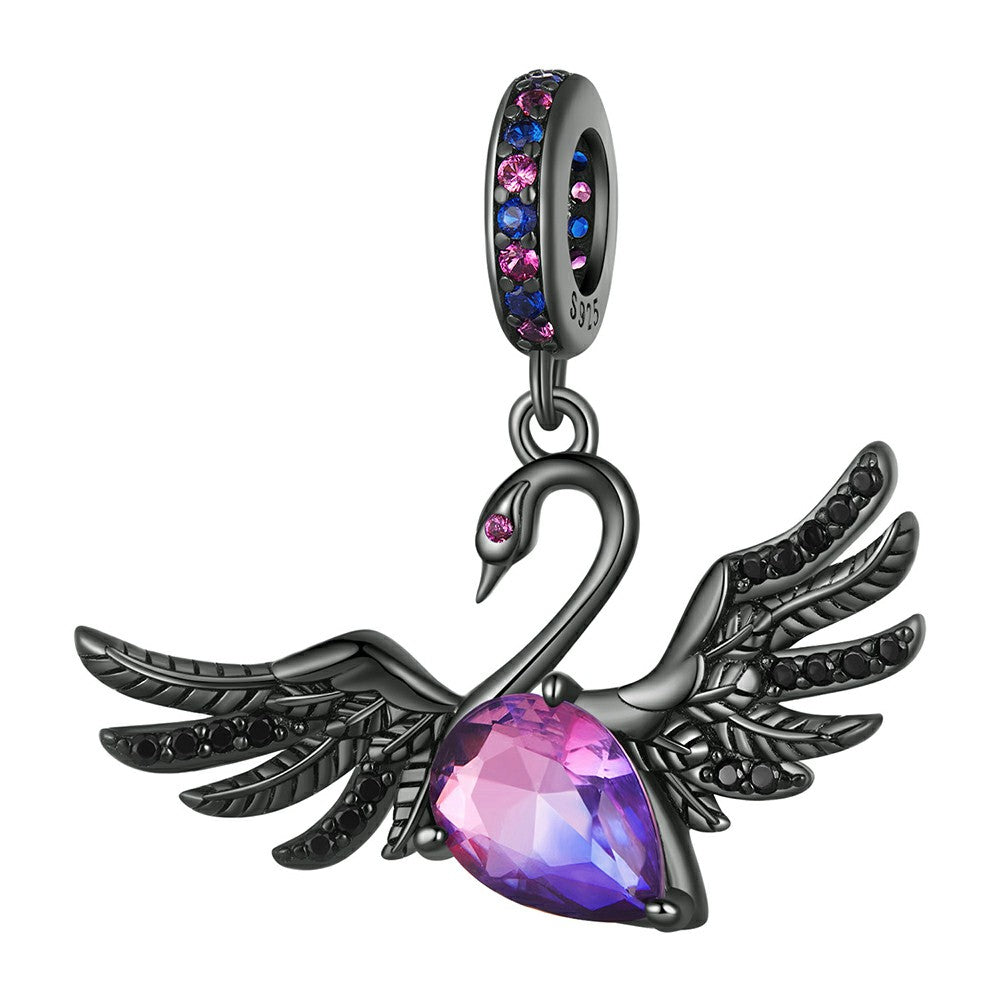 black swan dangle charm 925 sterling silver yb2354