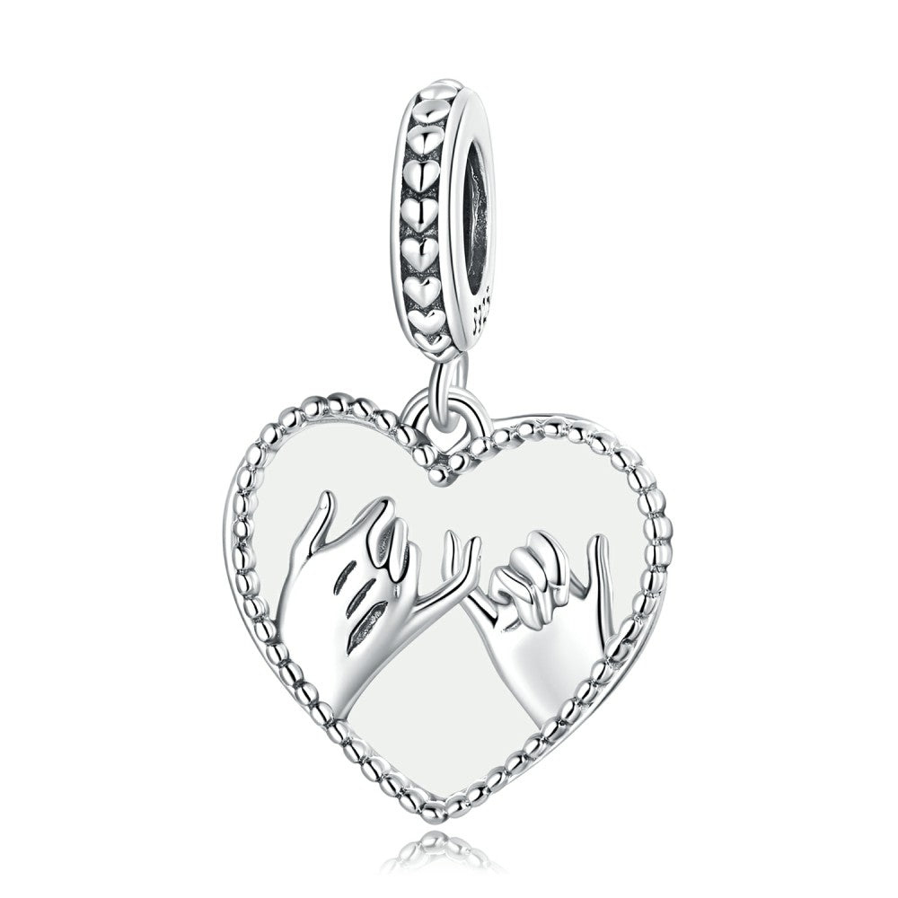 hands in heart dangle charm 925 sterling silver yb2509