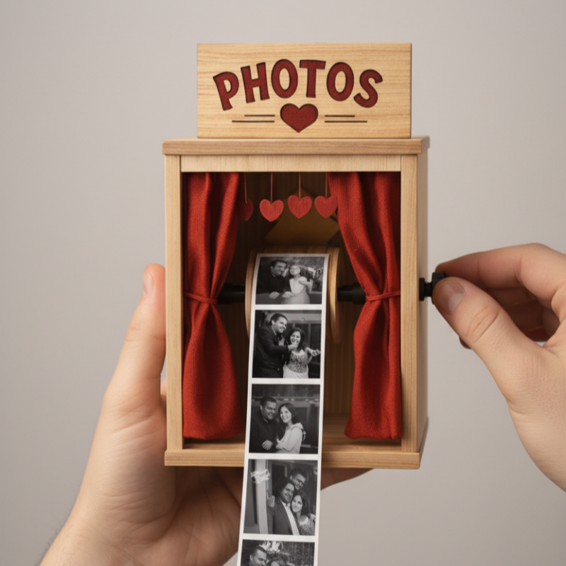 Photo Booth A Manovella, Espositore Per Foto A Scorrimento Manuale, Regalo Ricordo Personalizzato, Regalo Per Coppie - soufeelit