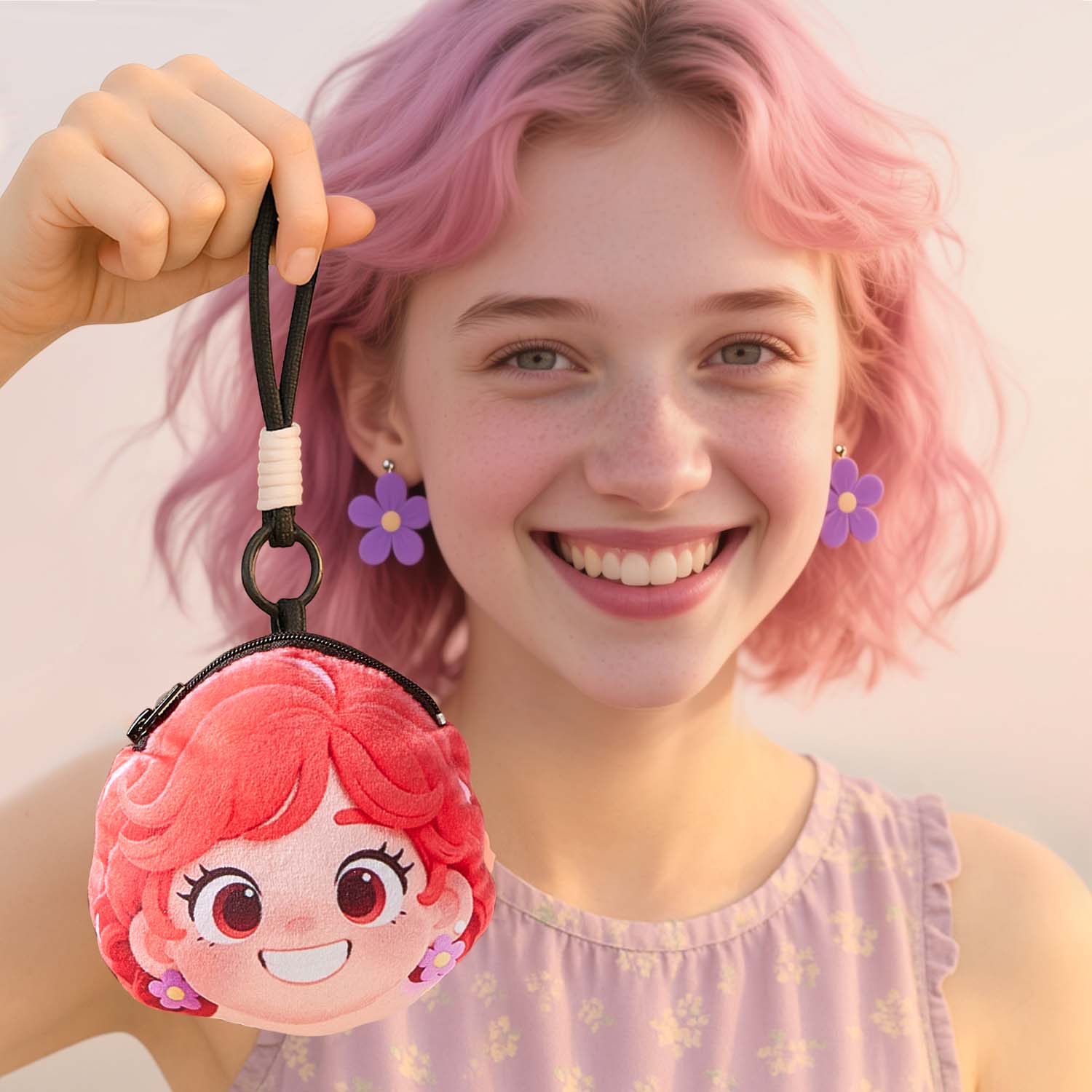 Borsa Per Auricolari Emoji Personalizzata: Trasforma La Tua Foto In Un'emoji. Piccola Borsa Per Auricolari Emoji Personalizzata Con Cerniera E Cordino. Portamonete. - soufeelit