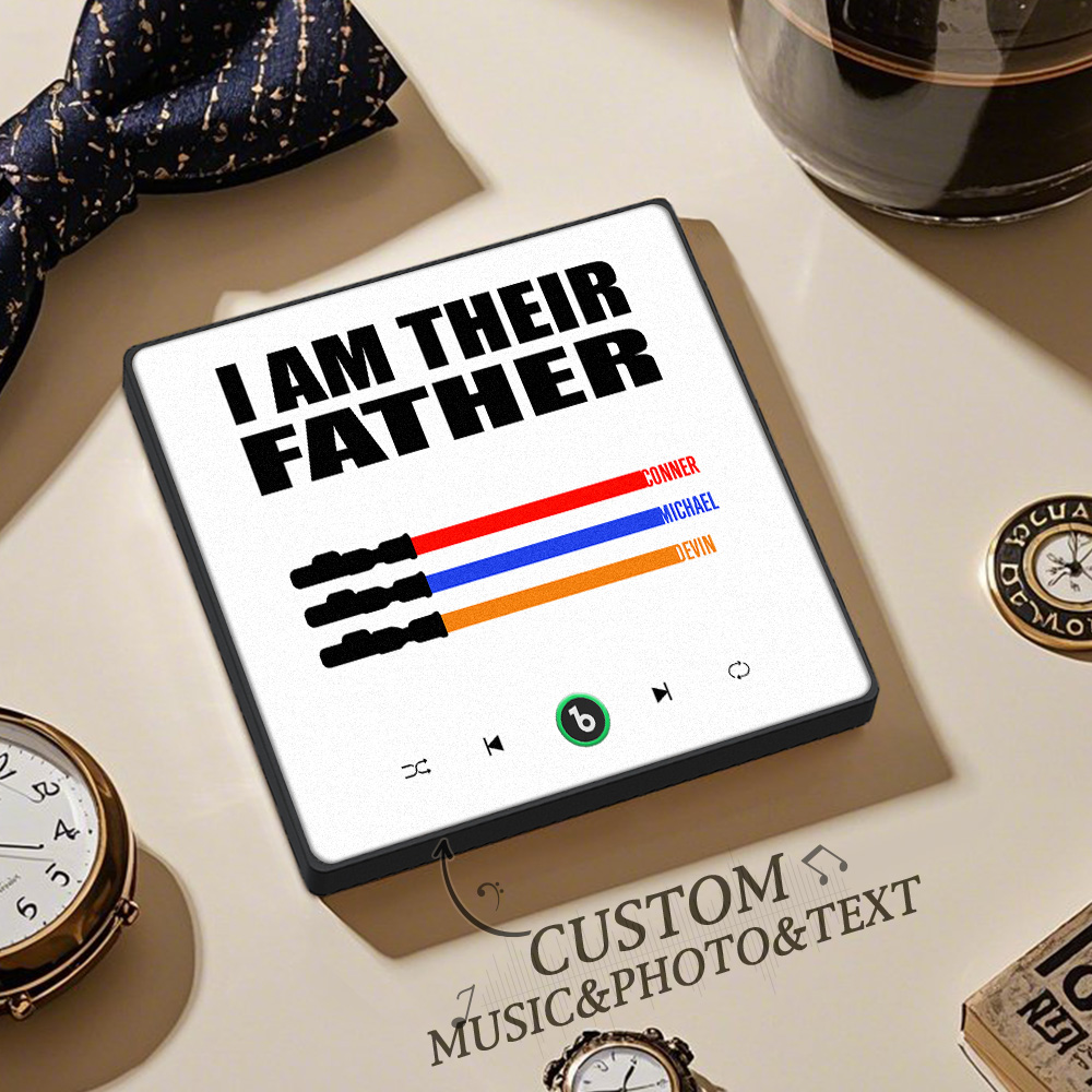 Magnete Da Frigo Musicale Personalizzato, Nuovo Aggiornamento 4.0, Cornice Colorata, Spada Laser, 'i Am Their Father', Album, Magnete Da Frigo Musicale, Regali Per La Festa Del Papà - soufeelit