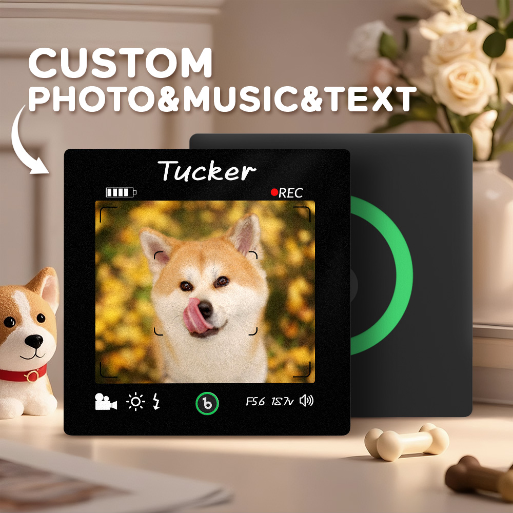 Cornice Magnetica Per Frigorifero Con Foto E Testo Musicali Personalizzati, Adesivo Fotografico Da Parete Con Musica, Movimento Musicale, Stile Macchina Fotografica, Regali - soufeelit