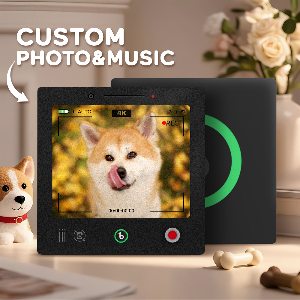 Cornice Magnetica Per Frigorifero Con Musica Personalizzata, Adesivo Fotografico Da Parete Con Musica, Movimento Musicale Riproducibile In Stile Fotocamera - soufeelit
