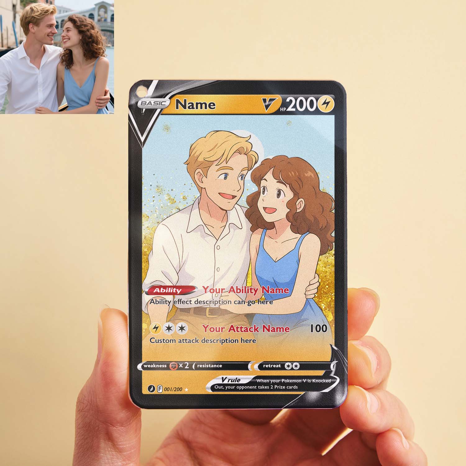 Magnete Da Frigorifero In Acrilico Glitterato Con Foto Personalizzata, Stile Carta Pokemon, Regalo Personalizzato - soufeelit