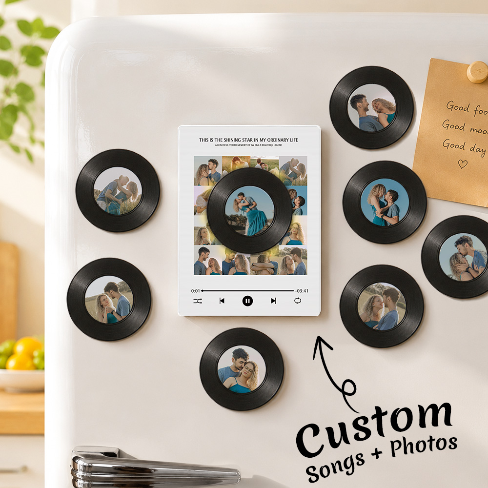 Magnete Per Frigorifero Con Foto Personalizzata, Sensore Nfc, Disco, Magnete Per Frigorifero, Luce Notturna, Record Sostituibili