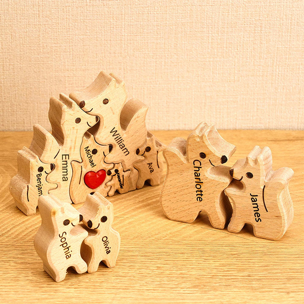 Puzzle In Legno Per Famiglie Di Volpi Con Nomi Personalizzati, Regali Per L'inaugurazione Della Casa - soufeelit